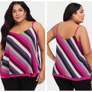 Torrid Sophie raspberry stripe chiffon swing cami